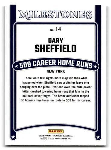 2025 Donruss Milestones #14 Gary Sheffield NM-MT Yankees ID:78580 - Baseball Card Single