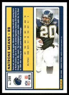 2025 Donruss Natrone Means #288 Press Proof Green Football - Football Card Single
