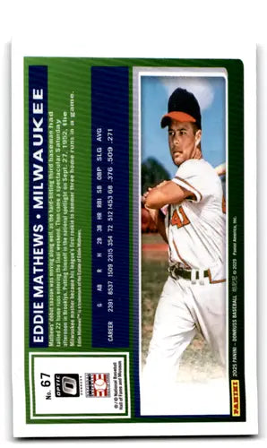 2025 Donruss Optic #67 Eddie Mathews NM-MT Braves ID:78574 - Baseball Card Single