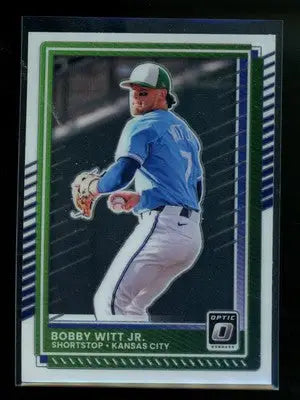 Optic Bobby Witt Jr. baseball card from 2025 Donruss Optic Bobby Witt series