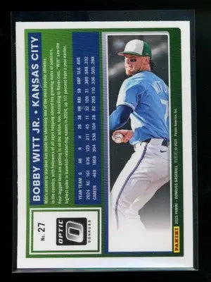Optic Bobby Witt Jr baseball card from 2025 Donruss Optic Bobby Witt #27 set