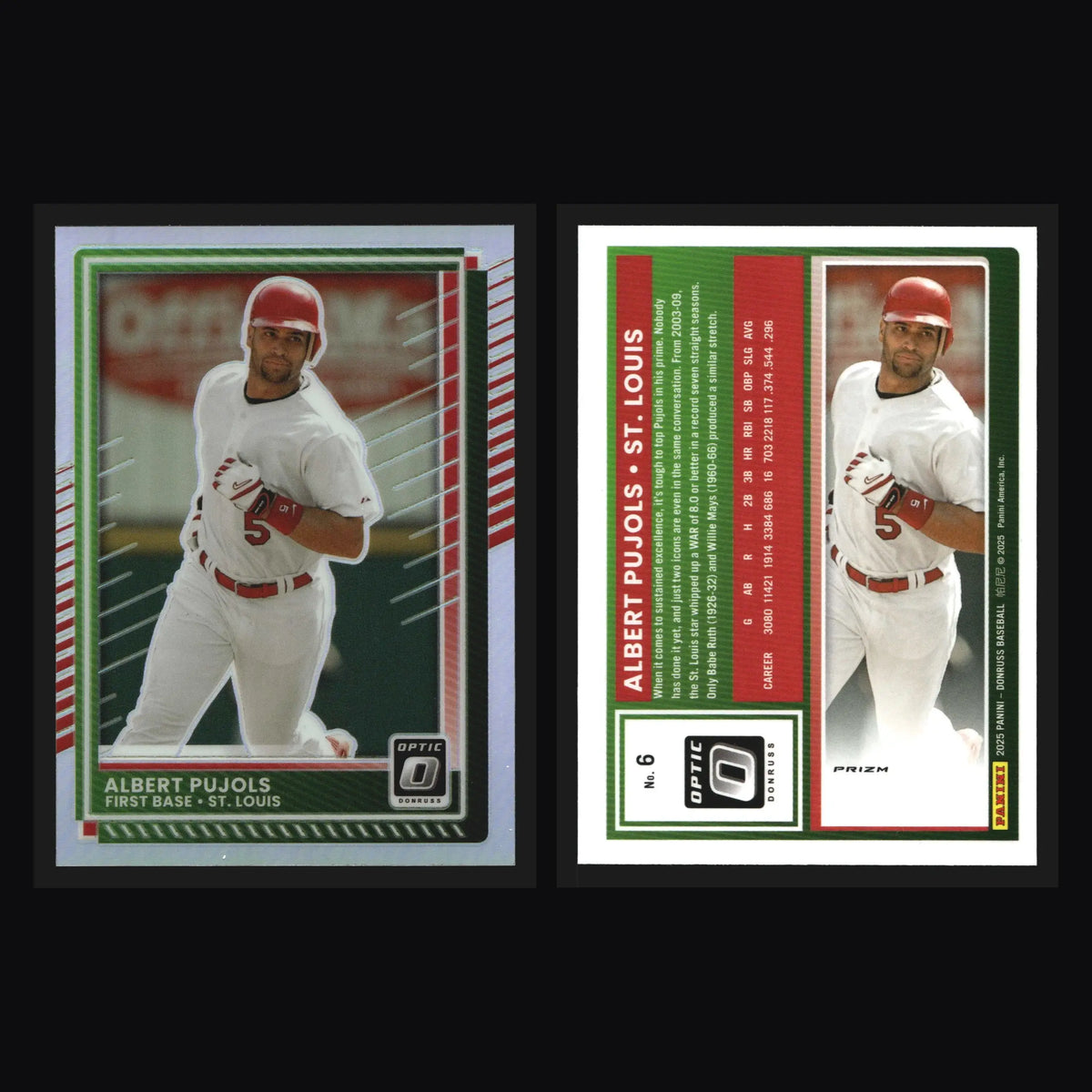 2025 Donruss Optic Holo Albert Pujols #6 St. Louis Cardinals - Baseball Card Single