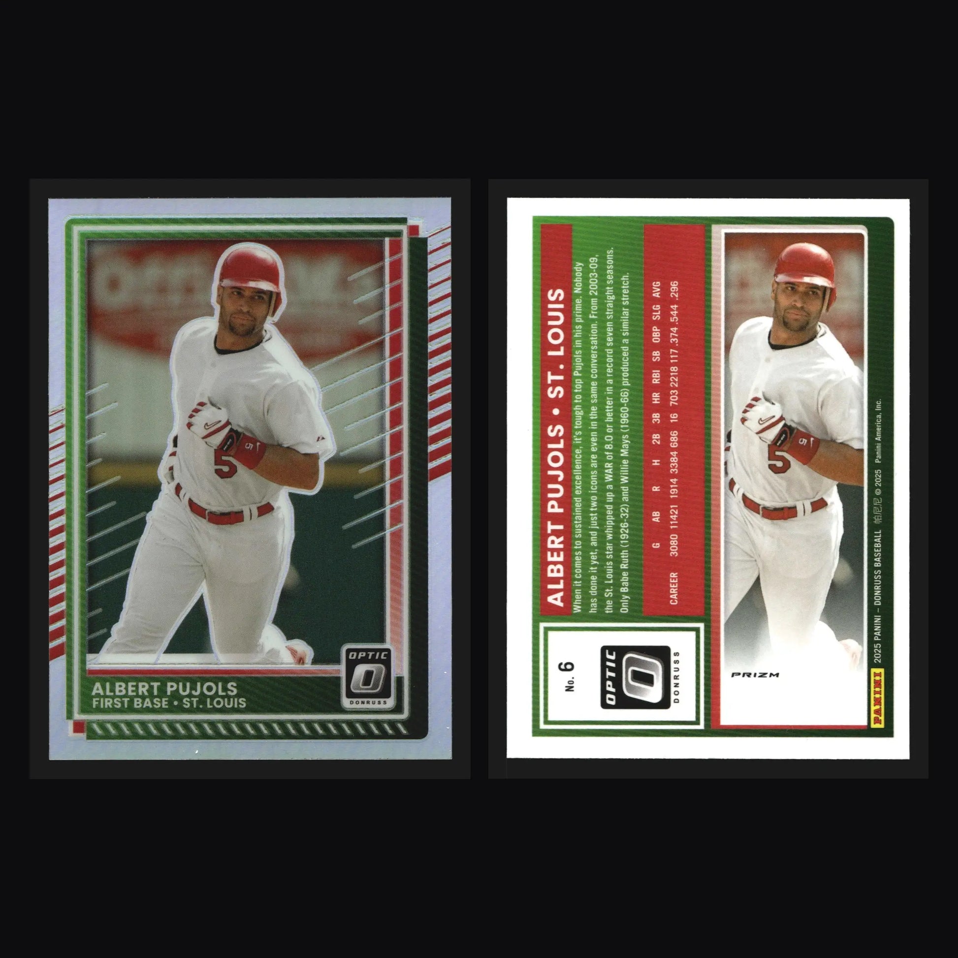 2025 Donruss Optic Holo Albert Pujols #6 St. Louis Cardinals - Baseball Card Single