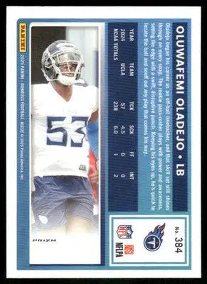 2025 Donruss Optic Oluwafemi Oladejo #384 Pink Football - Football Card Single