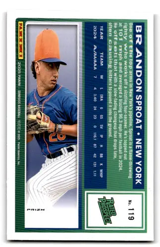 2025 Donruss Optic Orange Velocity #119 Brandon Sproat NM-MT RC Rookie ID:79435 - Baseball Card Single