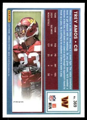 2025 Donruss Optic Trey Amos #369 Pink Football - Football Card Single
