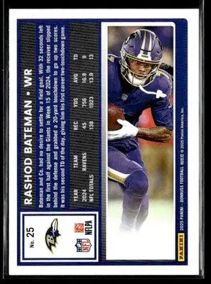 2025 Donruss Rashod Bateman #25 Baltimore Ravens - Football Card Single