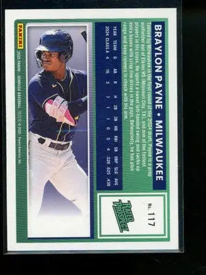 2025 Donruss Rated Prospect Braylon Payne #117 Orange Rated Prospect 061/299 - Baseball Card Single