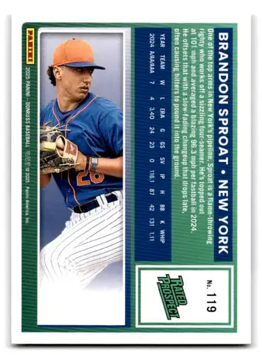 2025 Donruss Rated Prospects #119 Brandon Sproat NM-MT RC Rookie Mets R ID:80505 - Baseball Card Single