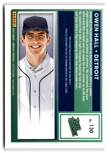 2025 Donruss Rated Prospects #130 Owen Hall NM-MT RC Rookie Tigers Rate ID:78554 - Baseball Card Single