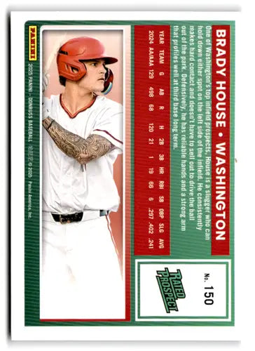 2025 Donruss Rated Prospects #150 Brady House NM-MT RC Rookie Nationals ID:78556 - Baseball Card Single