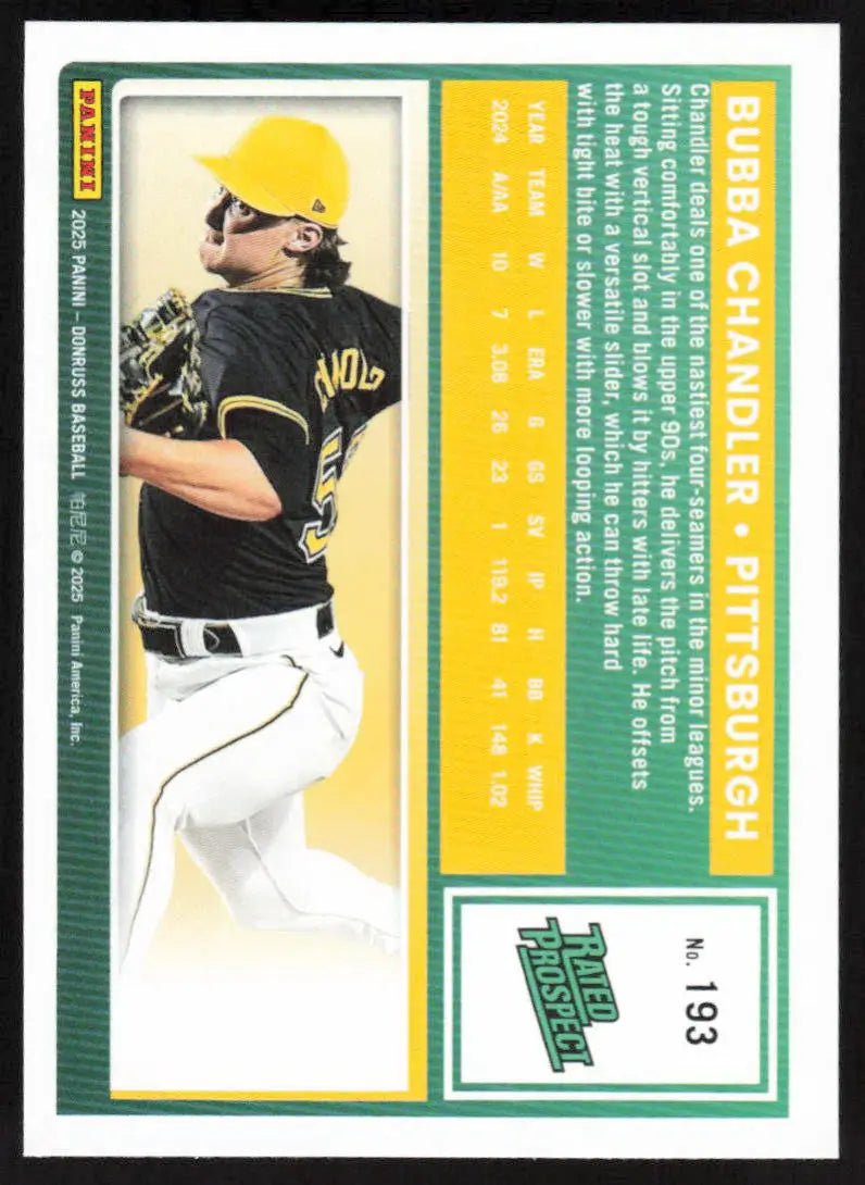 2025 Donruss Rated Prospects #193 Bubba Chandler NM-MT RC Rookie Pirate ID:79812 - Baseball Card Single