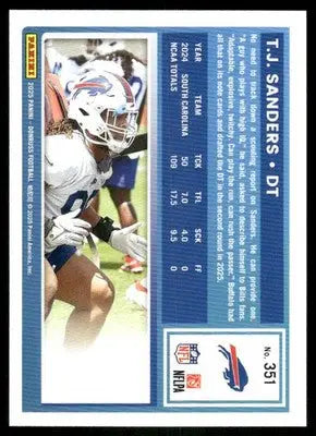 2025 Donruss Rated Rookie T.J. Sanders #351 Football - Football Card Single