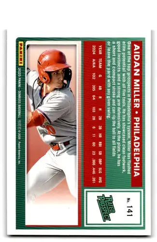 2025 Donruss Red and Green #141 Aidan Miller NM-MT RC Rookie Phillies R ID:80496 - Baseball Card Single