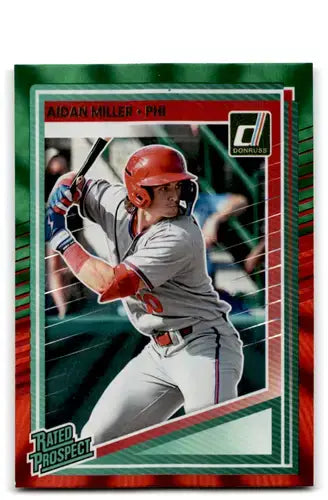 2025 Donruss Red and Green #141 Aidan Miller NM-MT RC Rookie Phillies R ID:80496 - Baseball Card Single