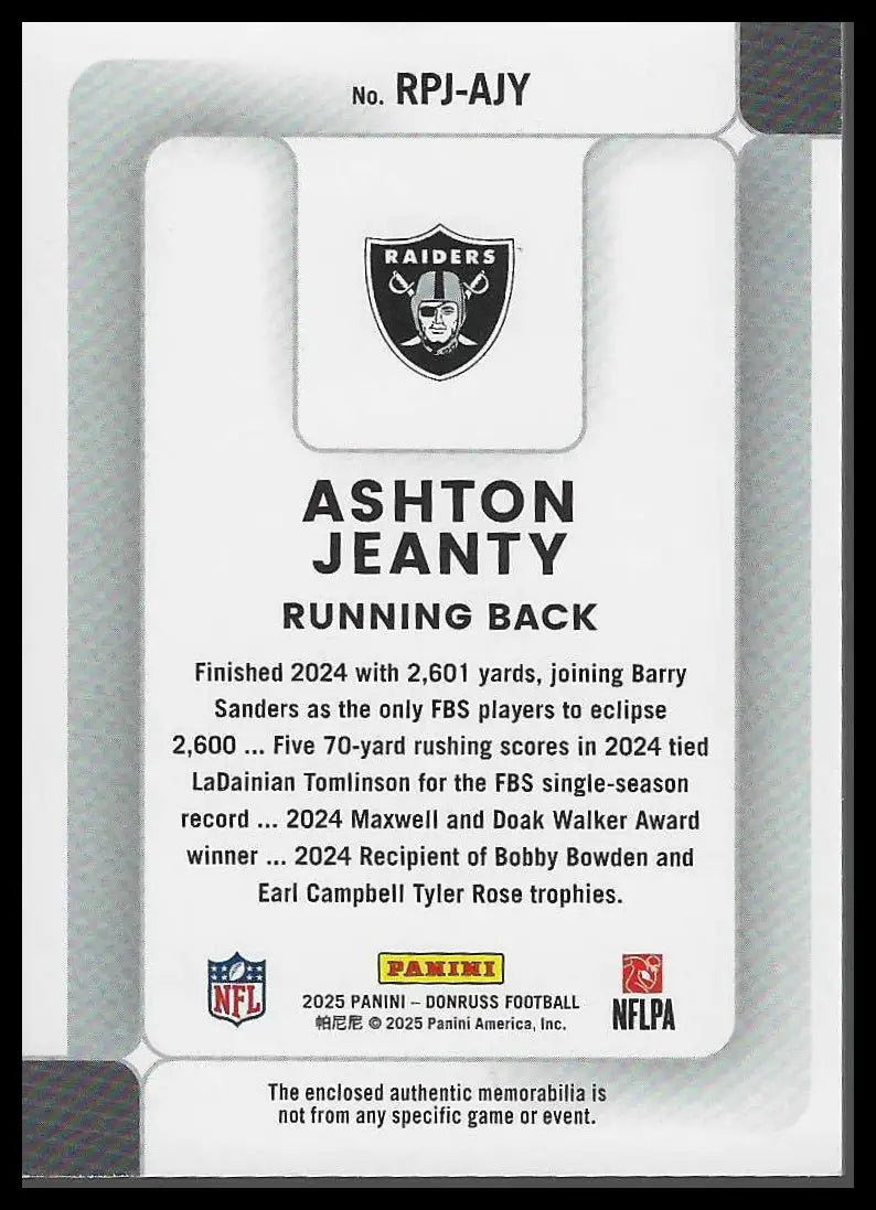 2025 Donruss Rookie Phenom Jerseys Black #RPJ-TAF Tai Felton