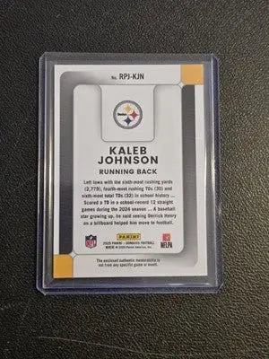 2025 Donruss #RPJ-KJN Kaleb Johnson Rookie Phenom Jerseys - Football Card Single
