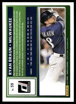 2025 Donruss Ryan Braun #59 Baseball