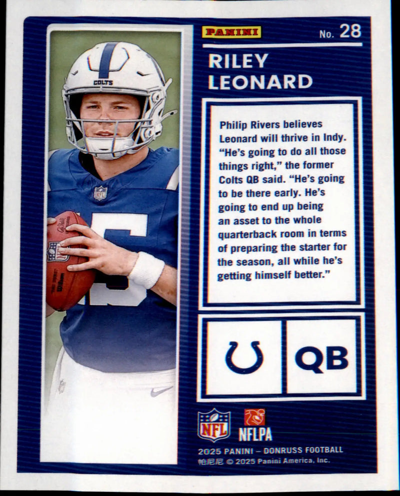 2025 Donruss The Rookies #28 Riley Leonard - Football Card Single