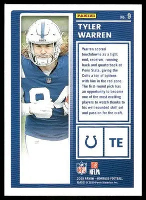 2025 Donruss The Rookies Tyler Warren #9 Football - Football Card Single