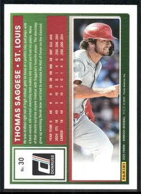 2025 Donruss Thomas Saggese #30 Red Blue Baseball - Baseball Card Single