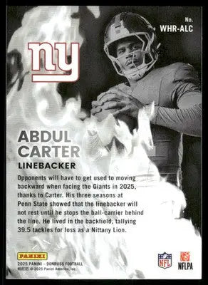 2025 Donruss White Hot Rookies Abdul Carter #WHR-ALC RC Football - Football Card Single