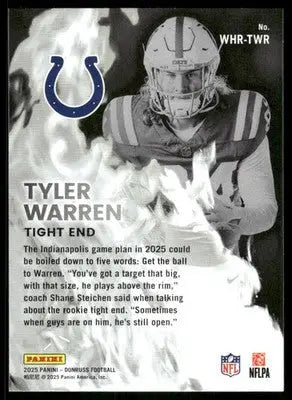 2025 Donruss White Hot Rookies Tyler Warren #WHR-TWR RC Football - Football Card Single