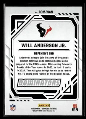 2025 Donruss Will Anderson Jr. #DOM-WAN Dominators Houston Texans - Football Card Single