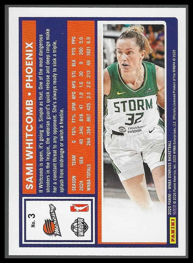 2025 Donruss WNBA #3 Sami Whitcomb Holo Phoenix Mercury - Basketball Card Single