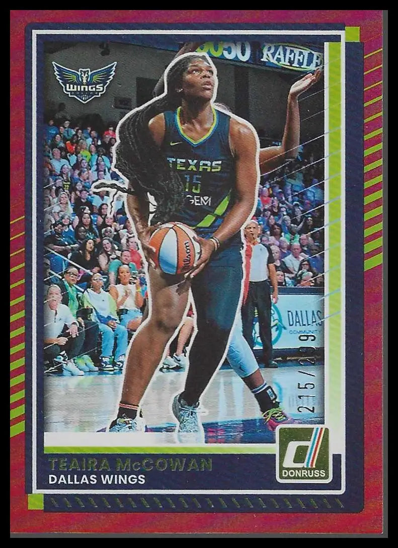 2025 Donruss WNBA #57 Teaira McCowan Red Holo #/299 Dallas Wings - Basketball Card Single