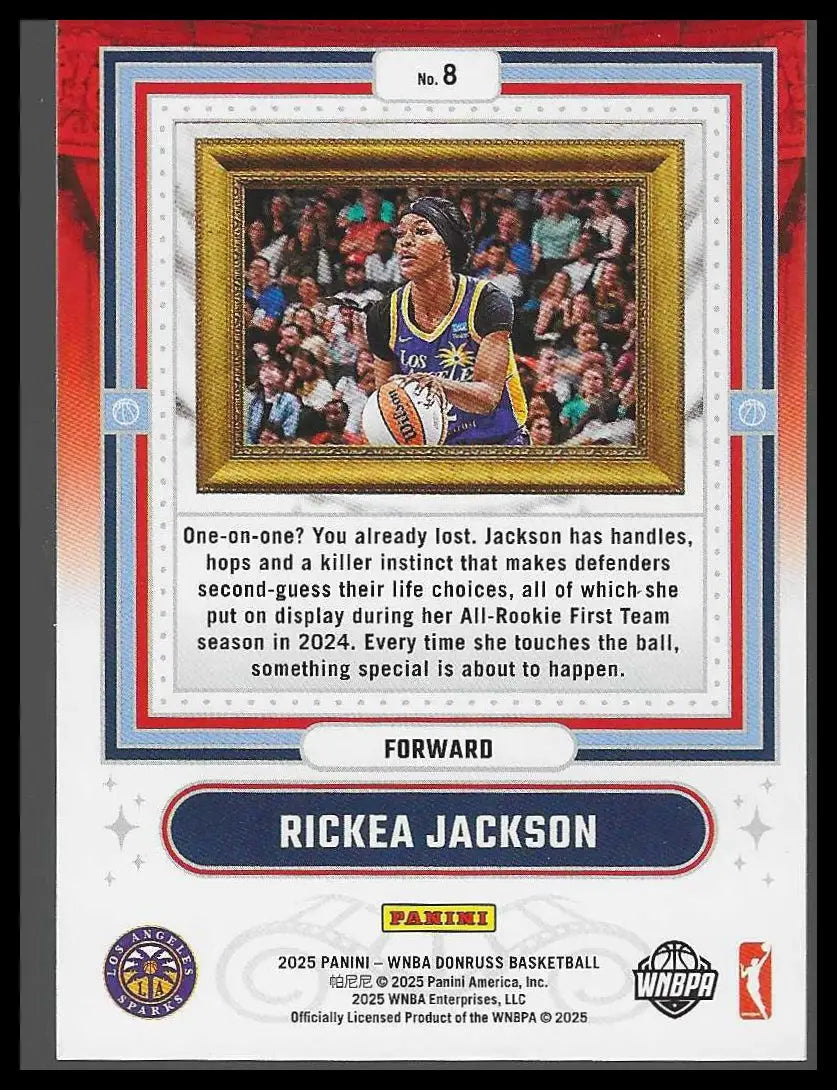 2025 Donruss WNBA #8 Rickea Jackson Franchise Features Los Angeles Sparks - Basketball Card Single