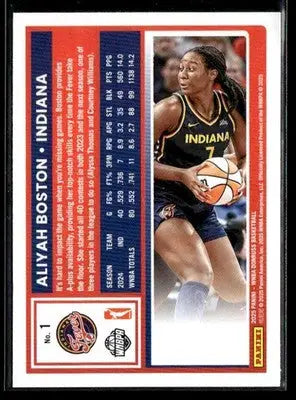 2025 Donruss WNBA Aliyah Boston #1 Indiana Fever - Basketball Card Single