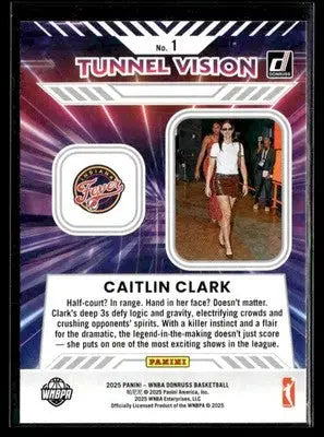 2025 Donruss WNBA Caitlin Clark #1 Tunnel Vision Indiana Fever