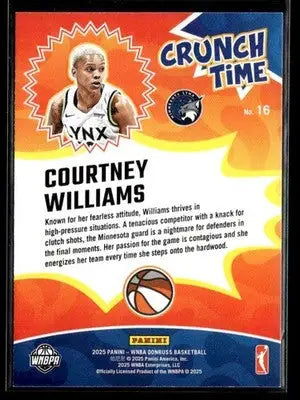 2025 Donruss WNBA Courtney Williams #16 Crunch Time Minnesota Lynx - Basketball Card Single