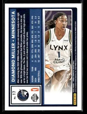 2025 Donruss WNBA Diamond Miller #17 Orange Laser SN #/199 Minnesota Lynx - Basketball Card Single