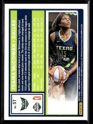 2025 Donruss WNBA Teaira McCowan #57 Green Laser Dallas Wings - Basketball Card Single