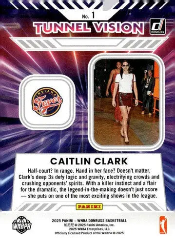 2025 Donruss WNBA Tunnel Vision #1 Caitlin Clark NM Near Mint ID:83132 - Basketball Card Single