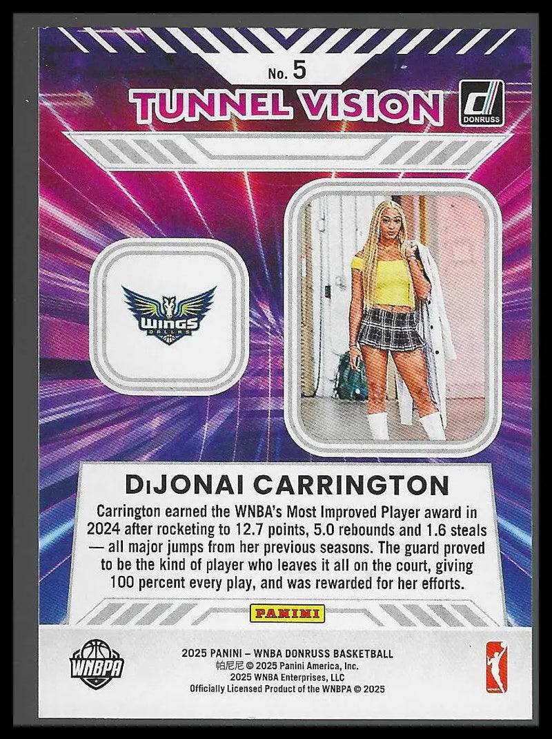 2025 Donruss WNBA Tunnel Vision #11 Sydney Colson - Basketball Card Single