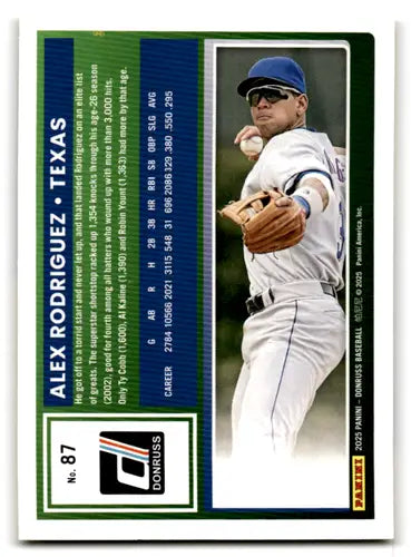2025 Donruss Yellow Flood #87 Alex Rodriguez NM-MT Rangers ID:79126 - Baseball Card Single