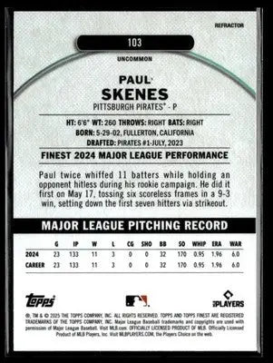 2025 Finest #103 Paul Skenes Refractor