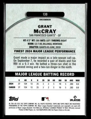 2025 Finest #130 Grant McCray - Baseball Card Single