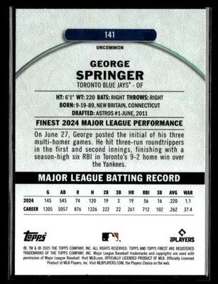 2025 Finest #141 George Springer - Baseball Card Single