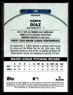 2025 Finest #149 Edwin Díaz - Baseball Card Single
