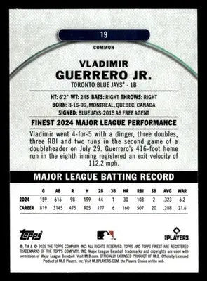 2025 Finest #19 Vladimir Guerrero Jr. - Baseball Card Single