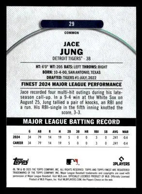 2025 Finest #29 Jace Jung Checkerboard - Baseball Card Single