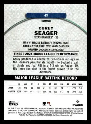 2025 Finest #49 Corey Seager - Baseball Card Single