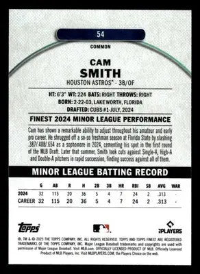 2025 Finest #54 Cam Smith - Baseball Card Single