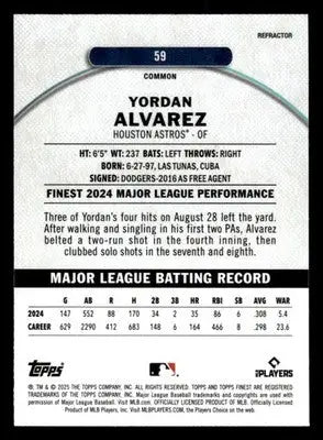 2025 Finest #59 Yordan Alvarez - Baseball Card Single