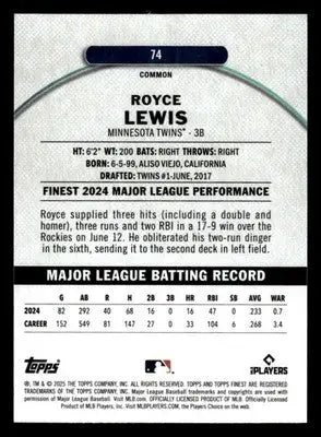 2025 Finest #74 Royce Lewis - Baseball Card Single