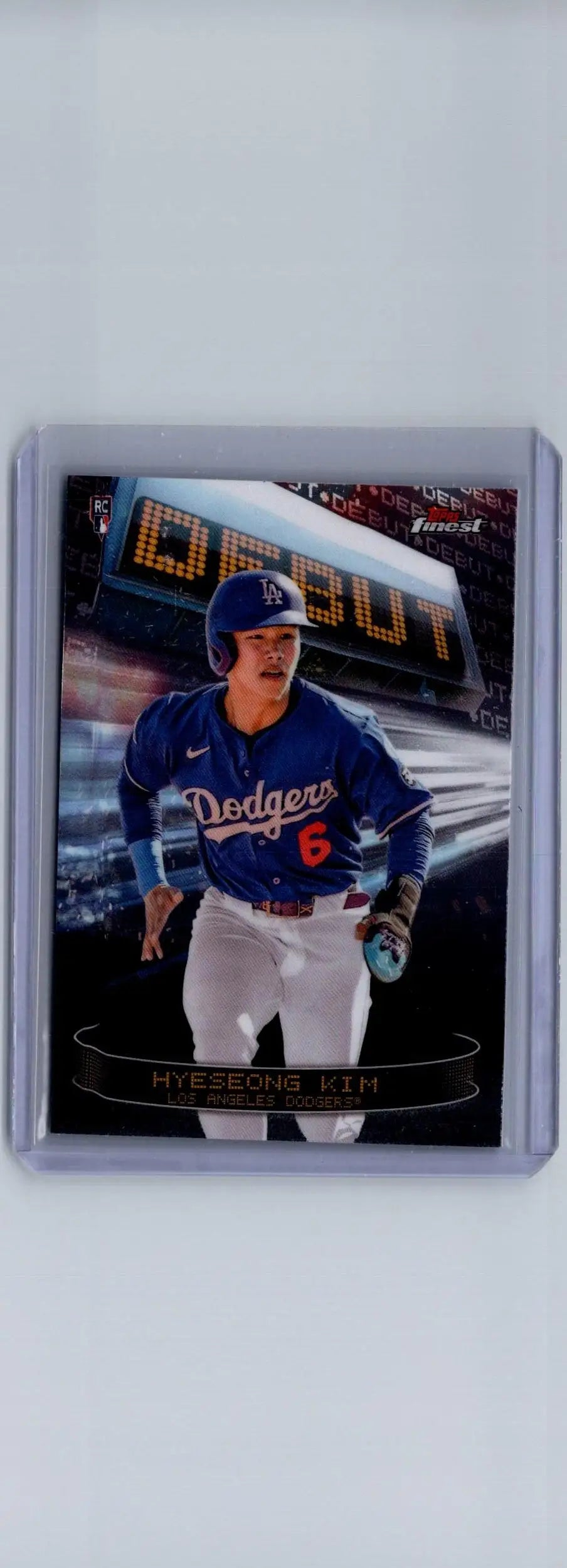Baseball trading card of Dodgers player Hyeseong Kim from 2025 Finest debut series
